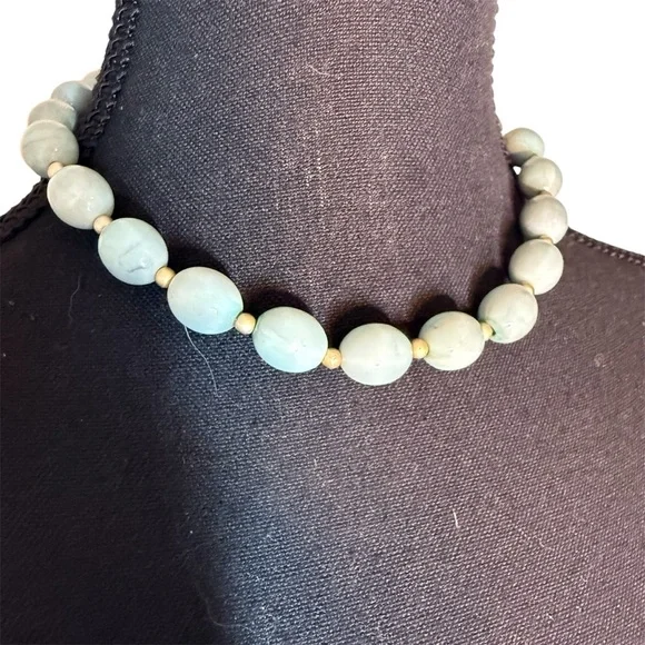 Pale Blue Large Bead Choker Necklace Lightweight Faux Pearl Betty Rubble - Picture 2 of 10